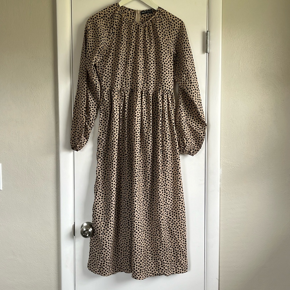 Black and tan dot dress
